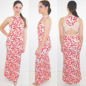 CJJBOUTIQUE Lobster Prints Maxi Party Dress made in USA